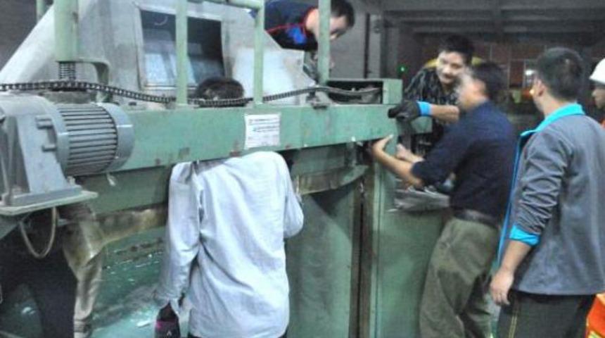 İşçinin kafası makineye sıkıştı!