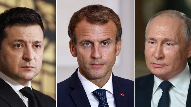 Macron Putin ve Zelenski'yle Görüştü