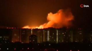 Kiev yakınlarında büyük patlama kameralara yansıdı! Balistik füze olduğu iddia edildi