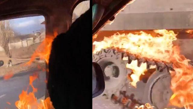 Rus zırhlı aracına molotof atan Ukraynalı kadın kendini yaktı