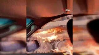 Rus zırhlı aracına molotof atmak istedi, kendini yaktı! Ukraynalı kadın az kalsın canından oluyordu