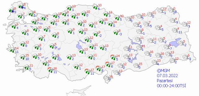 7 Mart 2022 Pazartesi hava nasıl olacak?