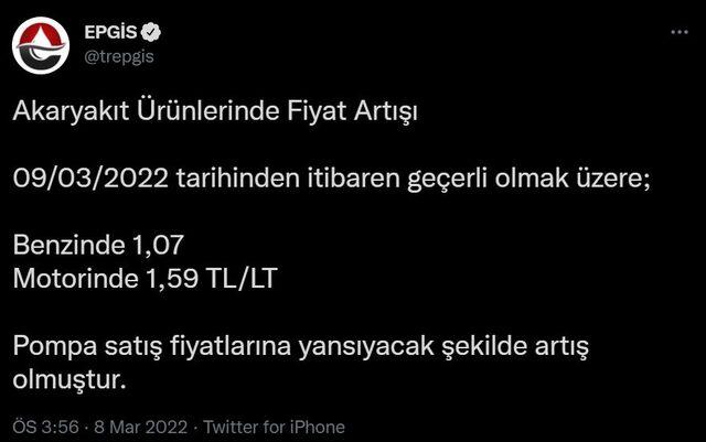 Benzin fiyatları 9 Mart 2022 güncel liste!