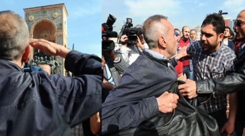 Anıta çelenk konurken selam durdu, gözaltına alındı