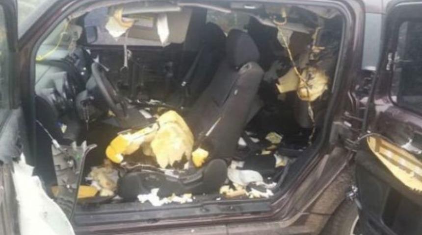 Acıkan ayı arabayı yedi