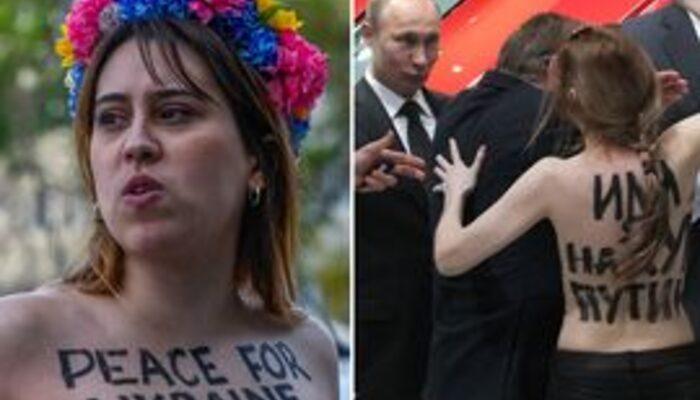 Üstsüz protestocular, Putin’in Ukrayna işgaline tepki gösterdi! Mesajlarını bedenlerine yazdılar