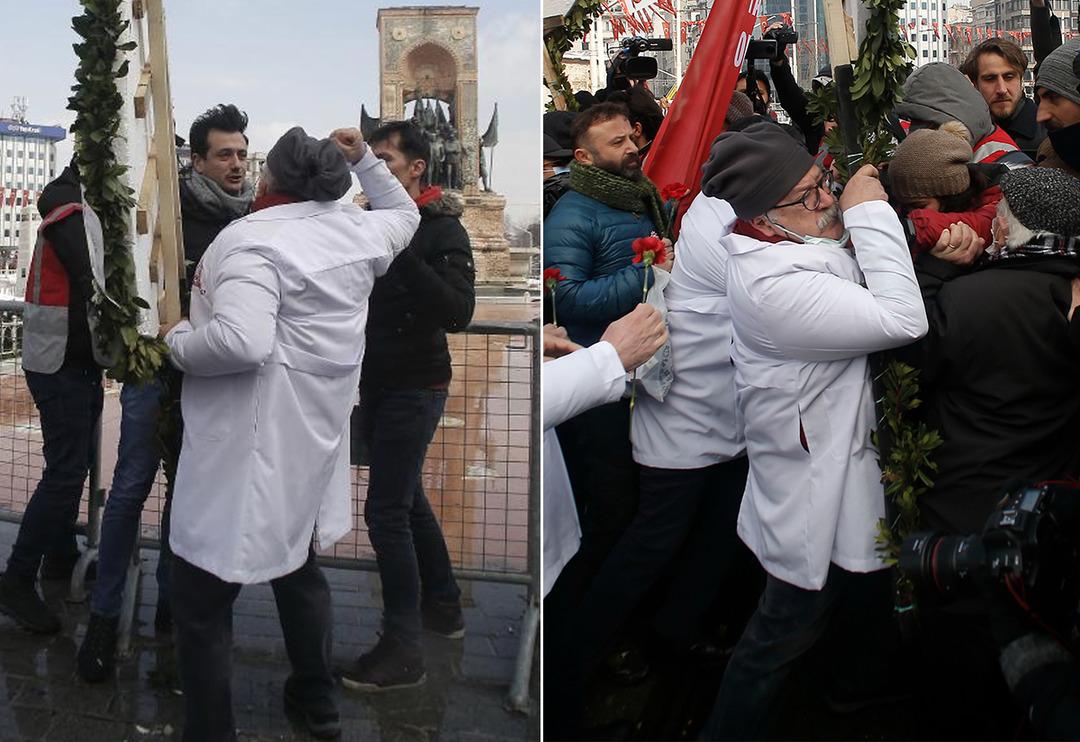 Son dakika: Taksim'de polisle doktorlar arasında arbede! 'Annenizi babanızı tedavi ettik...'