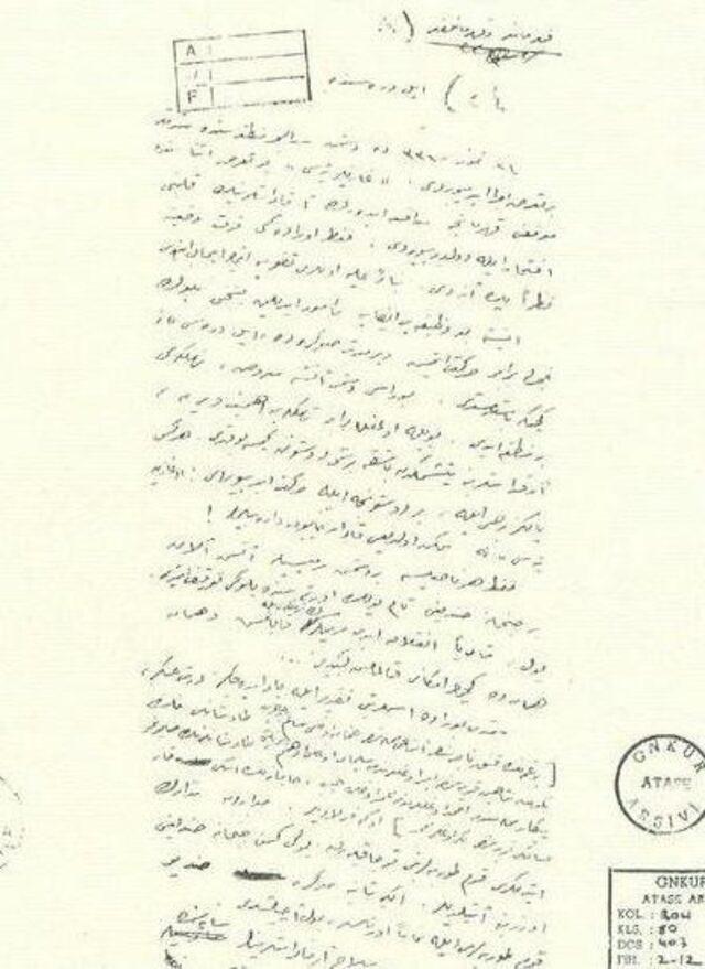 Osmanlı askerinin mektubu (Kaynak: Milli Savunma Bakanlığı'nın yayımladığı 'Cepheden Mektuplar' kitabı.)