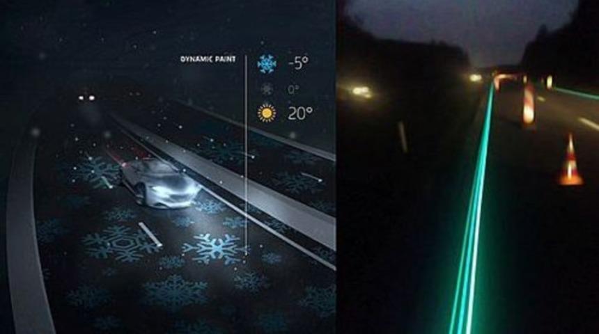 Parlayan yol çizgileri