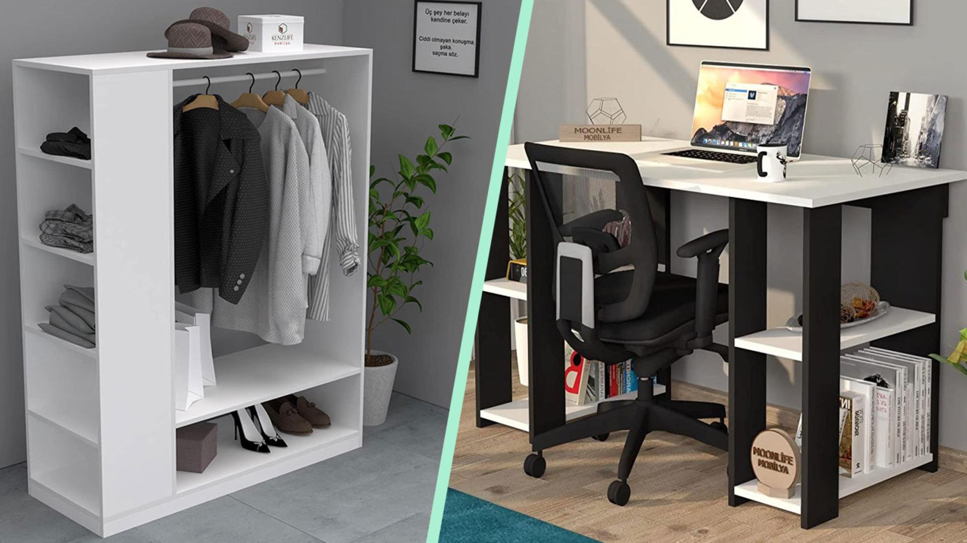 Küçük yatak odaları için ekstra depolama alanlarıyla alan sorununu çözecek mobilyalar