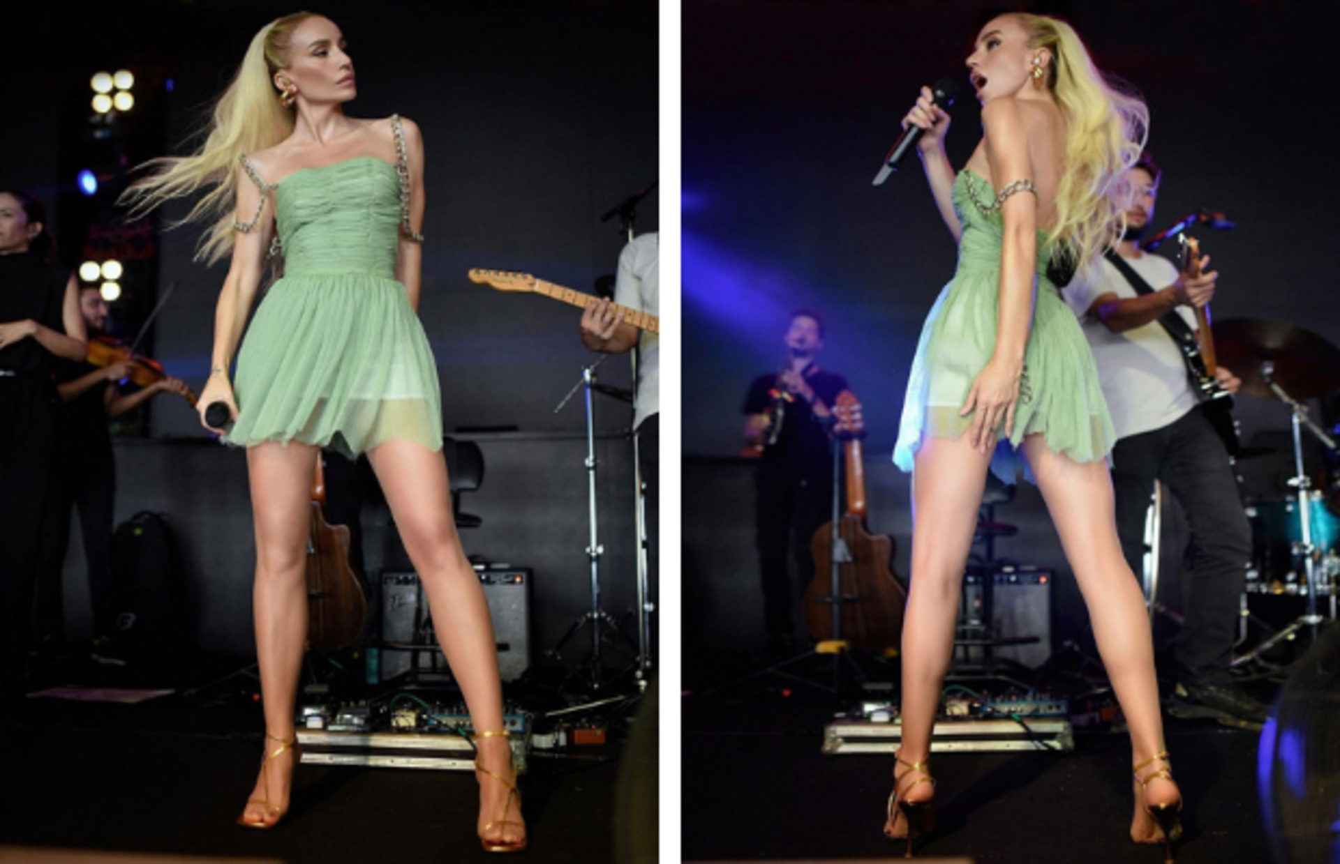 Son zamanlarda sahne kıyafetleriyle dillerden düşmeyen Gülşen'in yeşil zincirli elbisesine alternatif öneriler