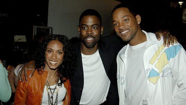 Chris Rock (ortada) 2005'te Will Smith ve Jada Pinkett Smith'le birlikte