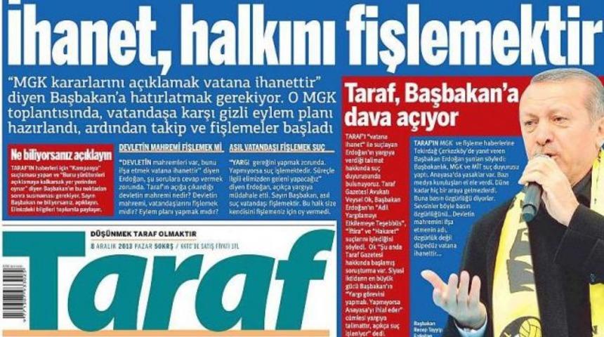 Taraf, Başbakan’a Recep Tayyip Erdoğan'a dava açıyor