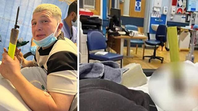 Dehşet veren olay! Korner direği bacağına girdi