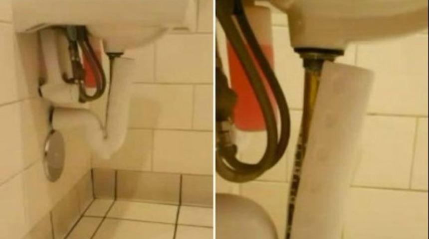 Tuvalete yerleştirilen kamerayı o buldu