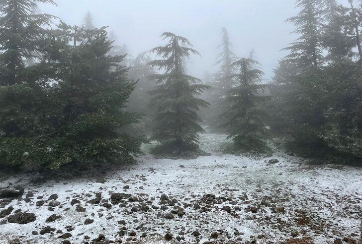 Manisa'daki Spil Dağı'na nisanda kar yağdı! Kartpostallık görüntüler ortaya çıktı