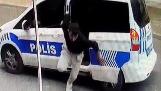Polis aracına bindirilen şüpheli arkasına bakmadan kaçtı