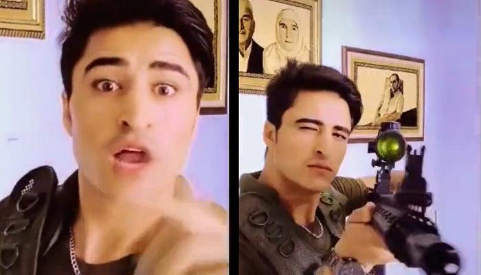 Pakistanlı gencin TikTok videosu ortalığı karıştırdı! Otomatik tüfekli pozlara tepki yağdı