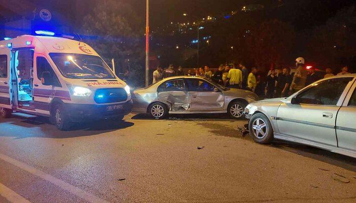 İzmir’de gece vakti kaza! İki otomobil çarpıştı: 2’si çocuk 6 yaralı
