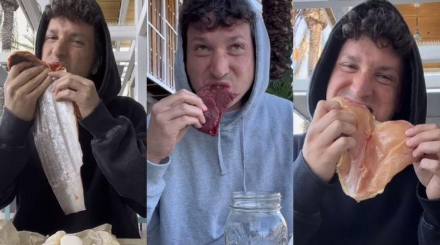 Gören dehşete kapıldı! Çiğ et, tavuk ve balık yiyerek besleniyor