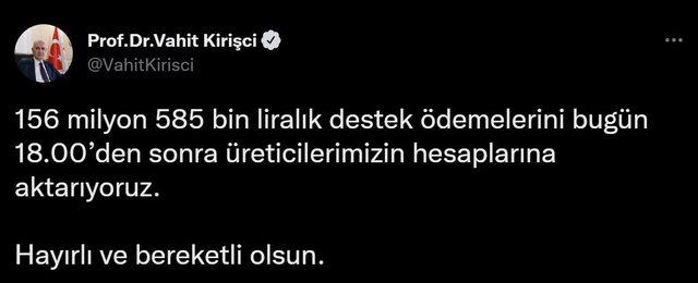 Çiftçilere destek ödemesi yattı mı? Destek ödemeleri ne zaman, saat kaçta yatacak? Bakan Kirişci açıkladı! 29 Nisan 2022 Cuma