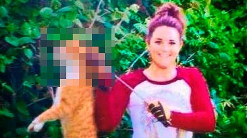 Kediyi kafasından vurdu