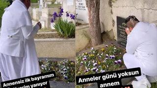 Murat Övüç annesinin mezarı başında feryat figan ağladı