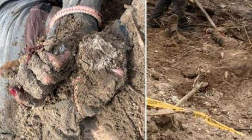 Korkunç! Elleri arkadan bağlı toprağa gömülü olarak bulundular