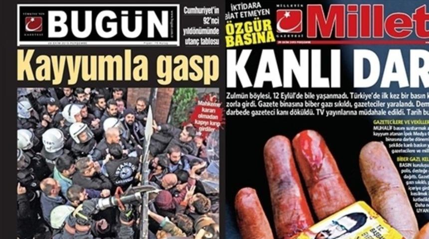 Bug&uuml;n ve Millet gazetelerinin baskısı durduruldu, sayfalar Twitter'dan paylaşıldı