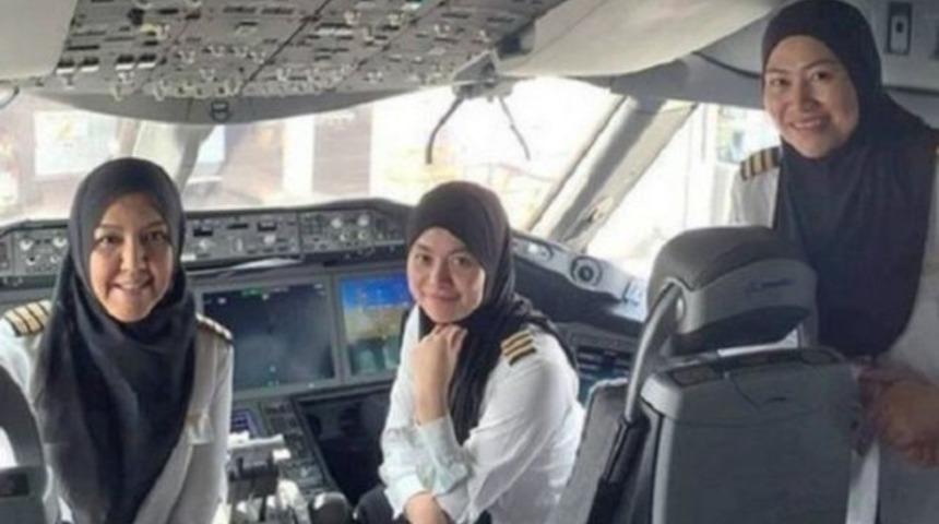 Bruneili kadın pilotlar Cidde'ye uçarak tarih yazdı