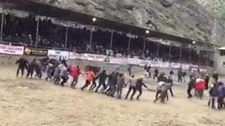 Şampiyon boğanın etrafında horon oynuyorlardı... Kutlamada panik anları kamerada