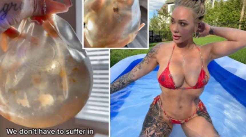 G&ouml;ğs&uuml;nden &ccedil;ıkan şoke etti! Videosunu milyonlar izledi