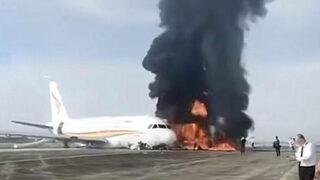 İçinde 122 kişi vardı! Uçak kalkış sırasında alev aldı