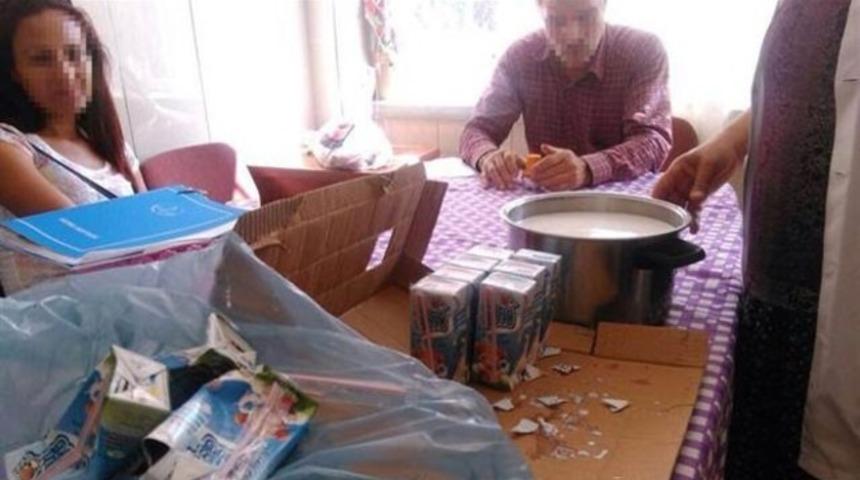 Okul s&uuml;t&uuml; &ouml;ğretmenlere yoğurt ve s&uuml;tla&ccedil; olmuş