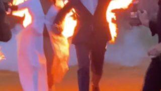 Bu düğün çok konuşuldu! Gelin ve damat kendisini ateşe verdi, konuklar şaşkınlığını gizleyemedi