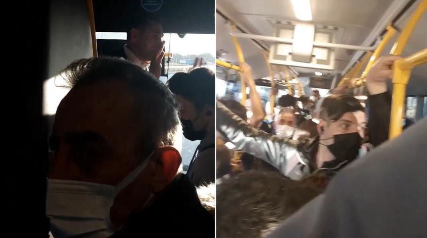 İETT otob&uuml;s&uuml;nde ilgin&ccedil; anlar! Şof&ouml;r 'psikolojim bozuldu' diyerek kontak kapattı