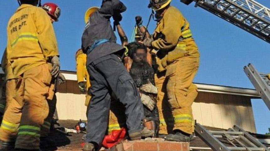 Aşık olduğu adamın bacasına sıkıştı