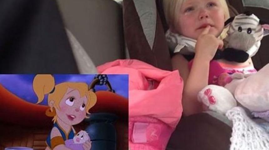 &Ccedil;izgi film izleyen minik kızın g&ouml;zyaşları