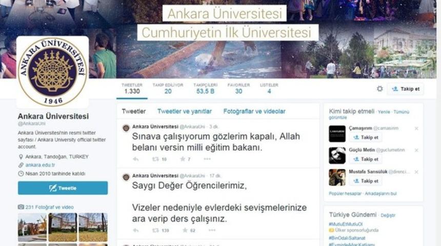 Ankara &Uuml;niversitesi'nin twitter'ını hacklediler