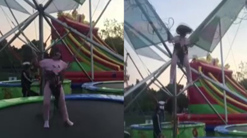 Büyükçekmece'de yürekleri ağza getiren anlar! Küçük çocuk, trambolinde zıplarken halat koptu