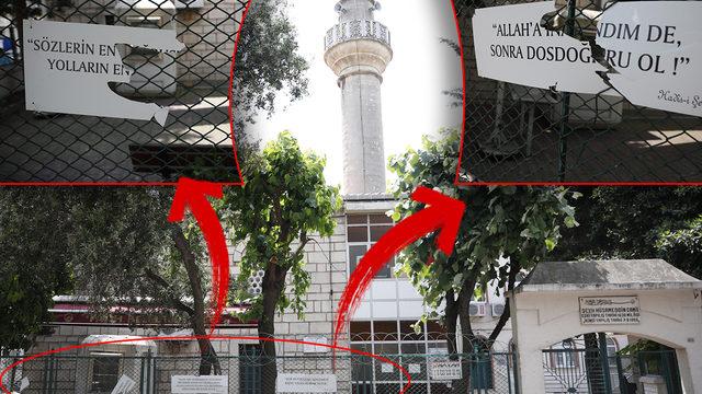 Cami çevresinde tepki çeken saldırı! Hadis-i Şerif yazılı plakaları parçaladı