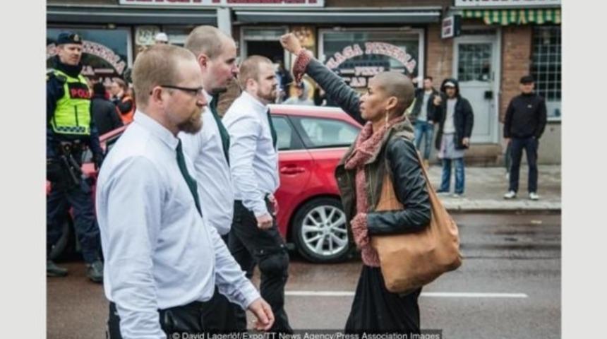 300 neo-Nazi'ye karşı duran kadın ve özgürlük