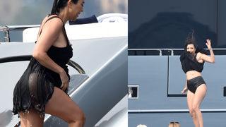 Çiçeği burnunda gelin Kourtney Kardashian seksi geceliği denize atladı 