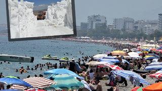 Antalya'da şaşkına çeviren görüntü! Bir tarafta deniz, diğer bir tarafta kar