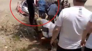 Ralli yarışında faciadan dönüldü! Kontrolden çıkan araç seyircilerin arasına daldı