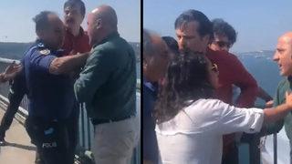 Erkan Baş, Ahmet Şık ve Sera Kadıgil köprüye pankart astı! İçişleri Bakanı Süleyman Soylu'dan çok sert tepki