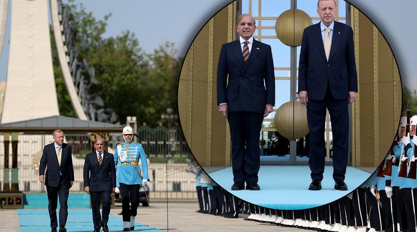 Cumhurbaşkanı Erdoğan'dan Pakistan Başbakanı Şerif'e resmi törenle karşılama