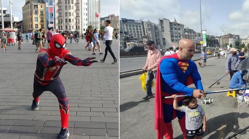 Örümcek Adam Taksim Meydanı'nda, Süpermen Galata Köprüsü'nde