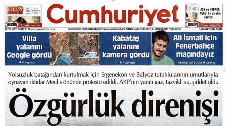 Cumhuriyet Gazetesi'nde deprem
