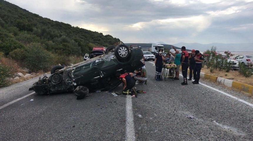Aydın'da devrilen otomobildeki 1 kişi öldü, 4 kişi yaralandı